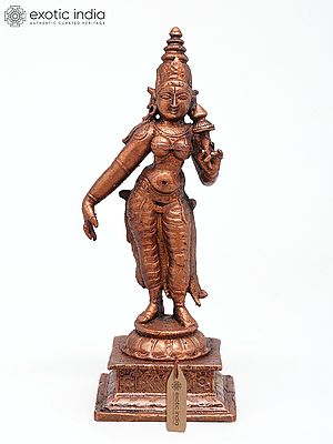 5" Small Hindu Goddess Parvati | Copper Statue