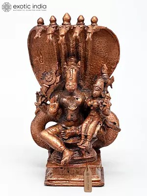 6" Small Lord Hayagriva with Devi Lakshmi | Copper Statue