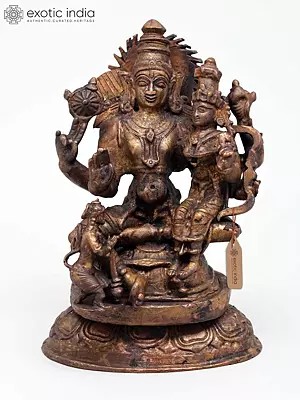 6" Siya - Ram with Hanuman | Copper Statue