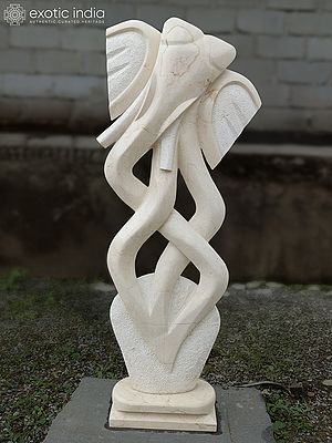 53" Ganesha Statue | White Marble | Hand Carved