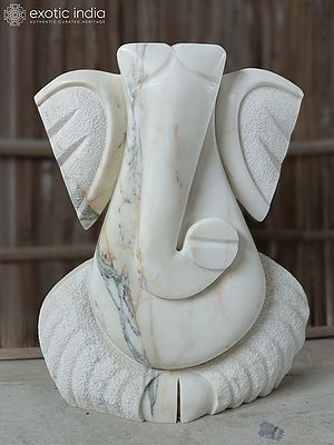 27" White Ganesha Statue | White Marble | Hand Carved