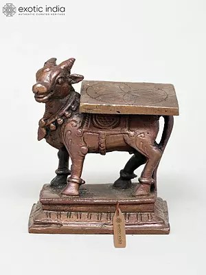 3" Small Nandi Idol Peeta | Copper Statue