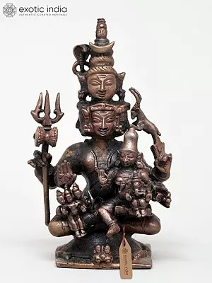 4" Small Lord Shiva Parivar | Copper Statue