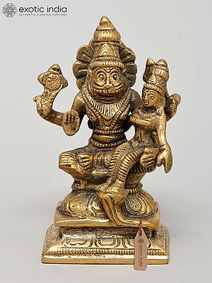 4" Small Lord Narasimha with Devi Lakshmi | Brass Statue