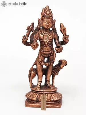 5" Small Lord Shiva as Bhairava | Copper Statue