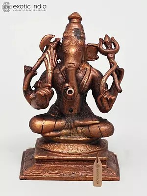 4" Small Bhagawan Ganesha | Copper Idol
