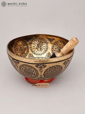 11" Tibetan Healing Engraved Bronze Singing Bowl | Handmade | Made in India