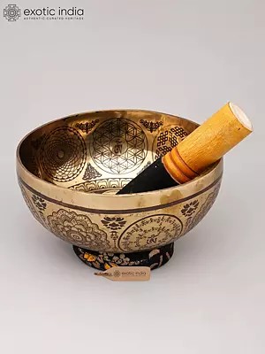 8" Tibetan Buddhist Bronze Singing Bowl for Meditation | Handmade | Made in India