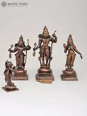 Small Shri Ram Darbar | Set of Four | Copper Statues