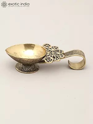 4" Small Superfine Handheld Brass Diya | Puja Item