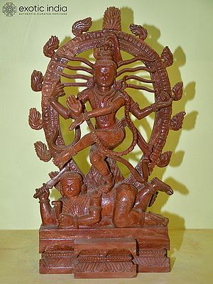 19" Lord of Dance Nataraja "Shiva" | Red Stone Statue | Hand Carved