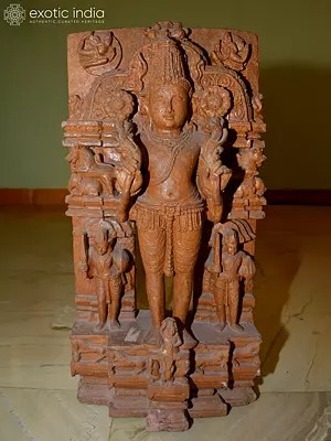 24" Lord Surya Narayan Standing with Two Janitor | Orissa Stone Statue | Hand Carved