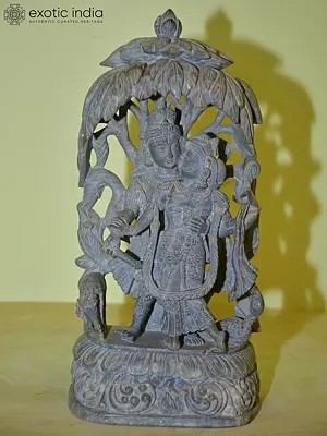 13" Radha Krishna Performing Raas Leela | Orissa Stone Statue | Hand Carved