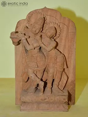 10" Lord Krishna with Goddess Radha | Orissa Stone Statue | Hand Carved