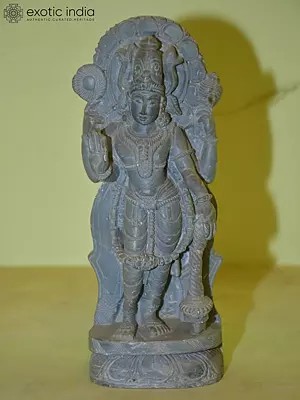 9" Lord Vishnu holding Gada Shankha and Chakra in his hand | Orissa Stone Statue | Hand Carved