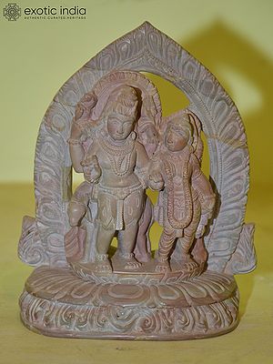 6" Lord Shiva and Parvati Standing with Nandi | Orissa Stone Statue | Hand Carved