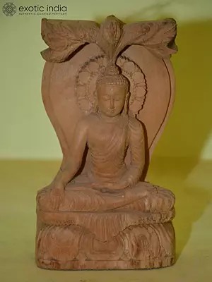 7" Lord Buddha in Bhumisparsha Mudra | Hand Carved Wooden Statue | Excellent indian art