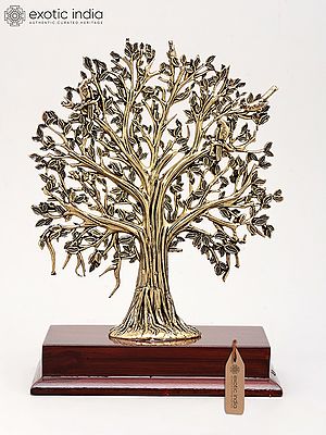 7" Superfine Tree of Life with Wood Base for Home | Brass Statue