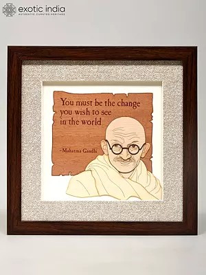 10" Mahatma Gandhi Wood Frame with Motivational Quote | Wall Hanging