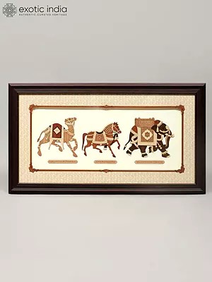 25" Camel, Horse and Elephant | Wood Art Frame | Wall Hanging | Home Decor
