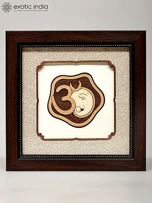 8" Sacred Om Ganesha Wood Frame | Wall Hanging