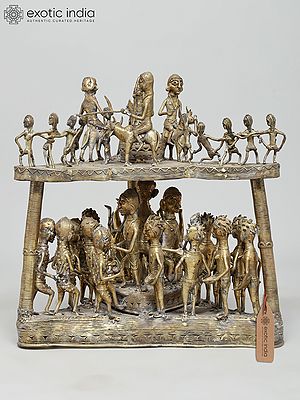 20" Celebration of Tribal Life - The Spirit of Community | Brass Sculpture