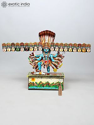 50" Vishwaroop Mahakali – The Universal Manifestation of Shakti | Handpaintied Wood Statue