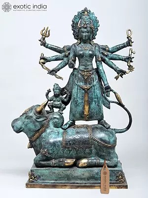 22" Goddess Parvati Transforming into Goddess Durga | Brass Statue