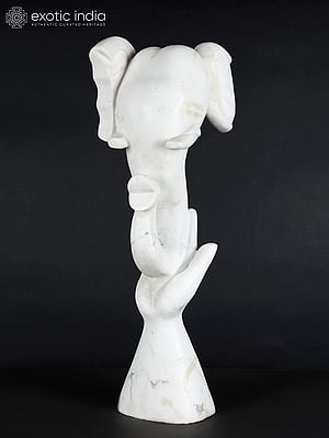 24” Modern White Ganesha Idol | Satvario Marble