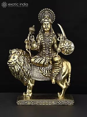 9" Superfine Sherawali Maa (Goddess Durga) | Brass Statue