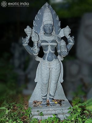 66" Goddess Mariamman Standing Statue | Stone Carved | Granite Stone Idol