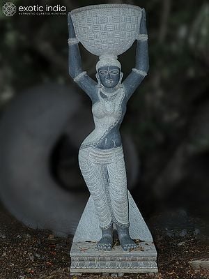 74" Large Size Lady Stone Idol | Hand Carved | Granite Stone Statue