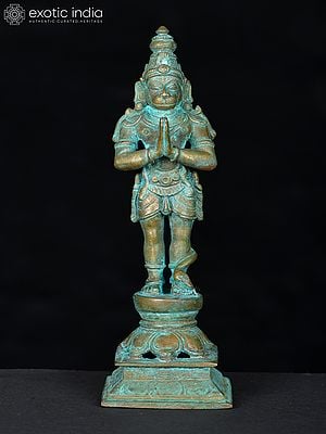 5" Small Standing Lord Hanuman in Blessing Gesture | Bronze Statue