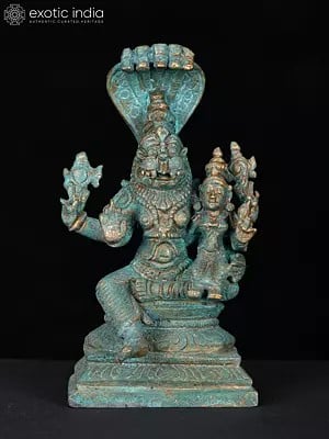 3" Small Lord Narasimha with Devi Lakshmi | Bronze Statue