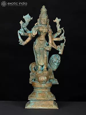 6" Small Eight Armed Standing Goddess Durga | Bronze Statue