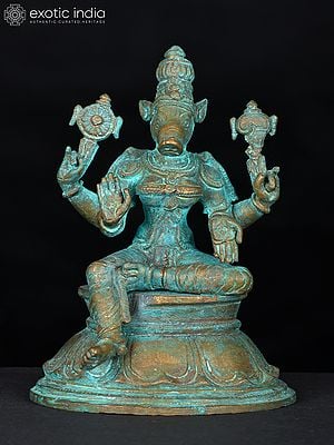 3" Small Sitting Goddess Varahi | Bronze Statue