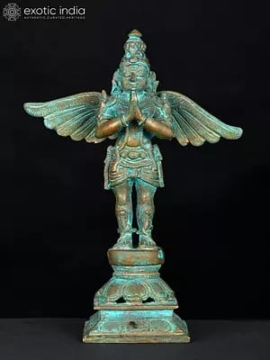 5" Small Stading Garuda in Namaskar Mudra | Bronze Statue