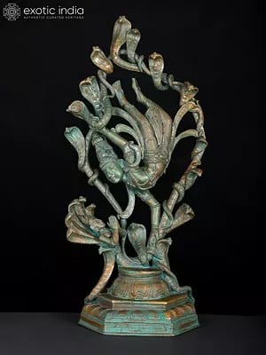 17" Kaliya Narthana Krishna Bronze Statue