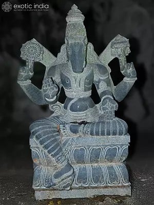 44" Lord Vishnu As Varaha Stone Idol | Hand Carved | Granite Stone Statue