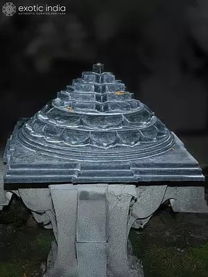 24" Shri Yantra In Granite Stone | Hand Carved | Granite Stone Statue