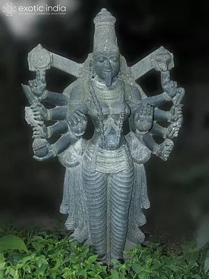 64" Goddess Kali Standing Statue In Stone | Hand Carved | Granite Stone Statue