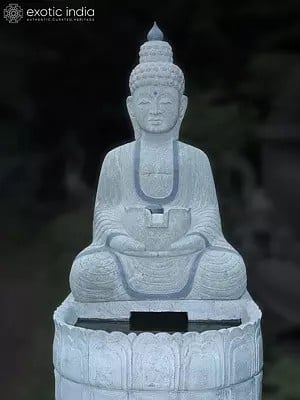 84" Large Sized Statue Of Lord Buddha Seated On Pedstal | Hand Carved | Granite Stone Statue