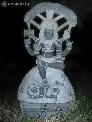 47" Seated Lord Shiva Large Sized Statue | Hand Carved | Granite Stone Statue