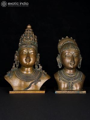 13" Siya -Rama Bust | Set of Two Bronze Statues