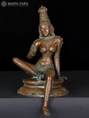 12" Devi Uma (Goddess Parvati) Seated in Lalitasana | Bronze Statue