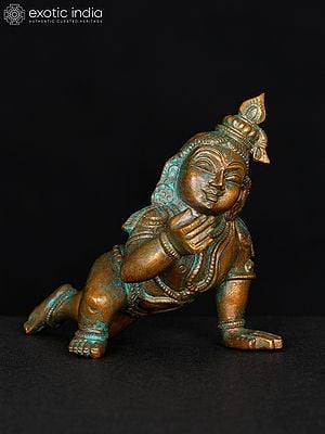 3" Crawling Laddu Gopal | Bronze Statue