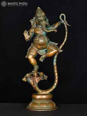 9" Lord Ganesha Dancing on Serpent | Bronze Statue