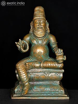 6" Small Sitting The Siddha Guru Agastya Muni | Bronze Statue