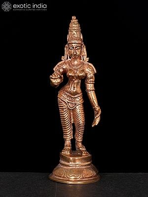 4" Small Standing Goddess Uma (Devi Parvati) | Bronze Statue