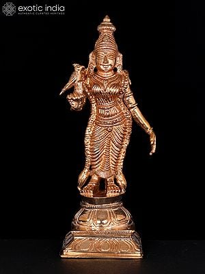 6" Small Standing Goddess Meenakshi | Bronze Statue